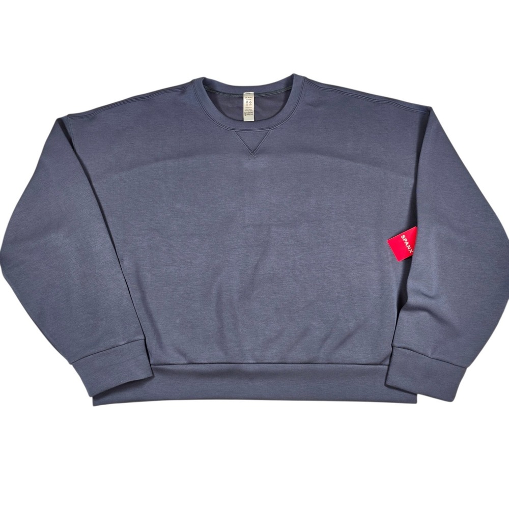 Spanx Air Essentials Dark Storm Navy Crew Neck Pullover Sweatshirt Women's Sz 1X